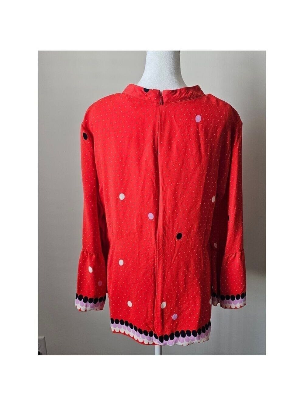 Boden Armelle Red Polka Dots Bell Sleeves Blouse Top Size 16 - Picture 2 of 5